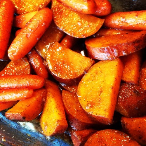 Maple Ginger Sweet Potatoes and Carrots